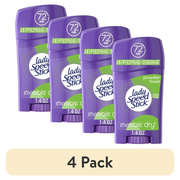 (4 pack) Lady Speed Stick Antiperspirant Deodorant for Women, Powder Fresh Scent, 1.4 oz Stick