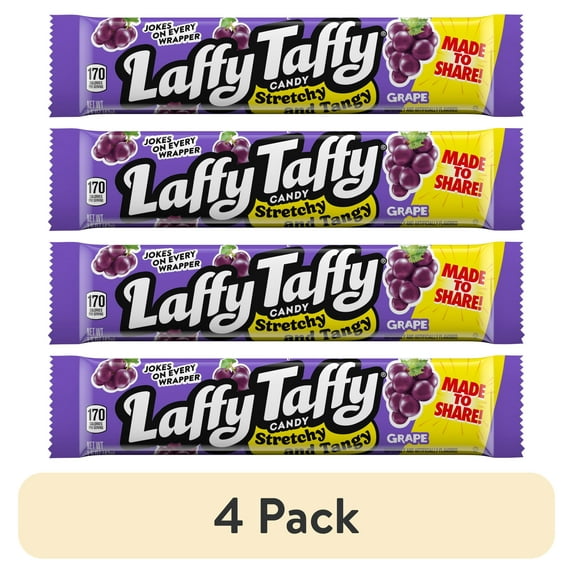 (4 pack) Laffy Taffy Stretchy & Tangy Candy, Grape Flavor, 1.5 Ounce Bar