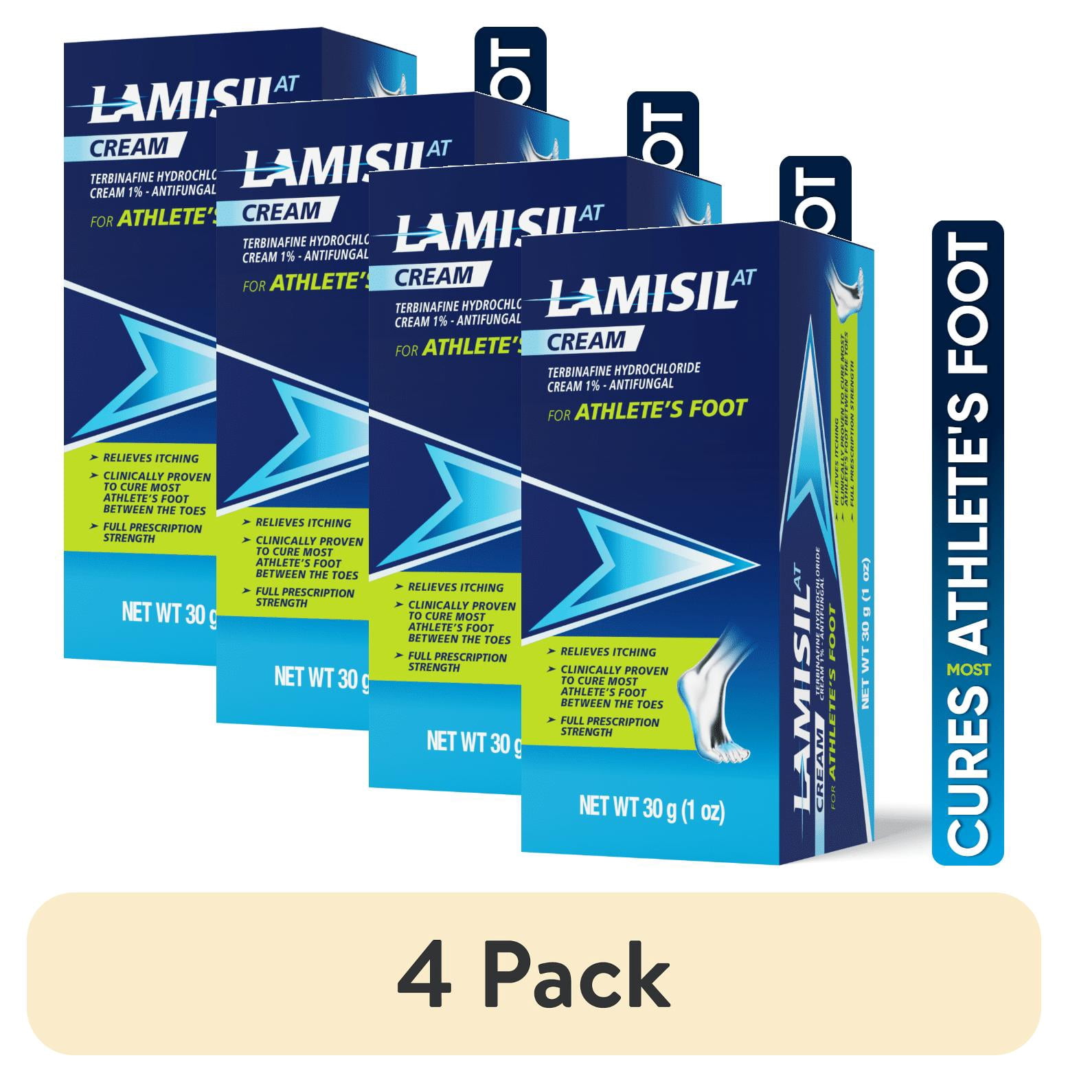(4 pack) Lamisil Athlete's Foot Cream, 1 Week Antifungal Treatment, Prescription Strength Terbinafine, 1 oz