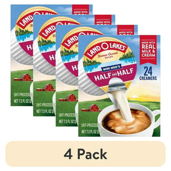 (4 pack) Land O Lakes Mini Moos Half And Half Creamer Singles, 24 Count