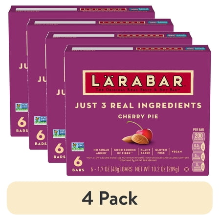 (4 pack) Larabar Cherry Pie Fruit and Nut Bars, Gluten Free and Vegan, 10.2 oz, 6 Count