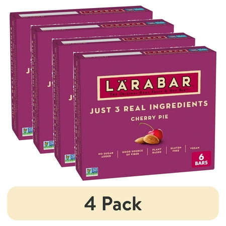 (4 pack) Larabar Cherry Pie Fruit and Nut Bars, Gluten Free and Vegan, 10.2 oz, 6 Ct