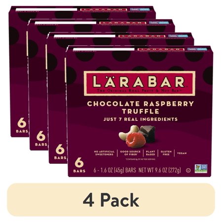 (4 pack) Larabar Chocolate Raspberry Truffle, Fruit and Nut Bars, Gluten Free, Vegan, 9.6 oz, 6 Count