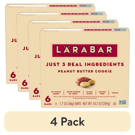 (4 pack) Larabar Peanut Butter Cookie, Fruit and Nut Bars, Gluten Free and Vegan, 10.2 oz, 6 Count