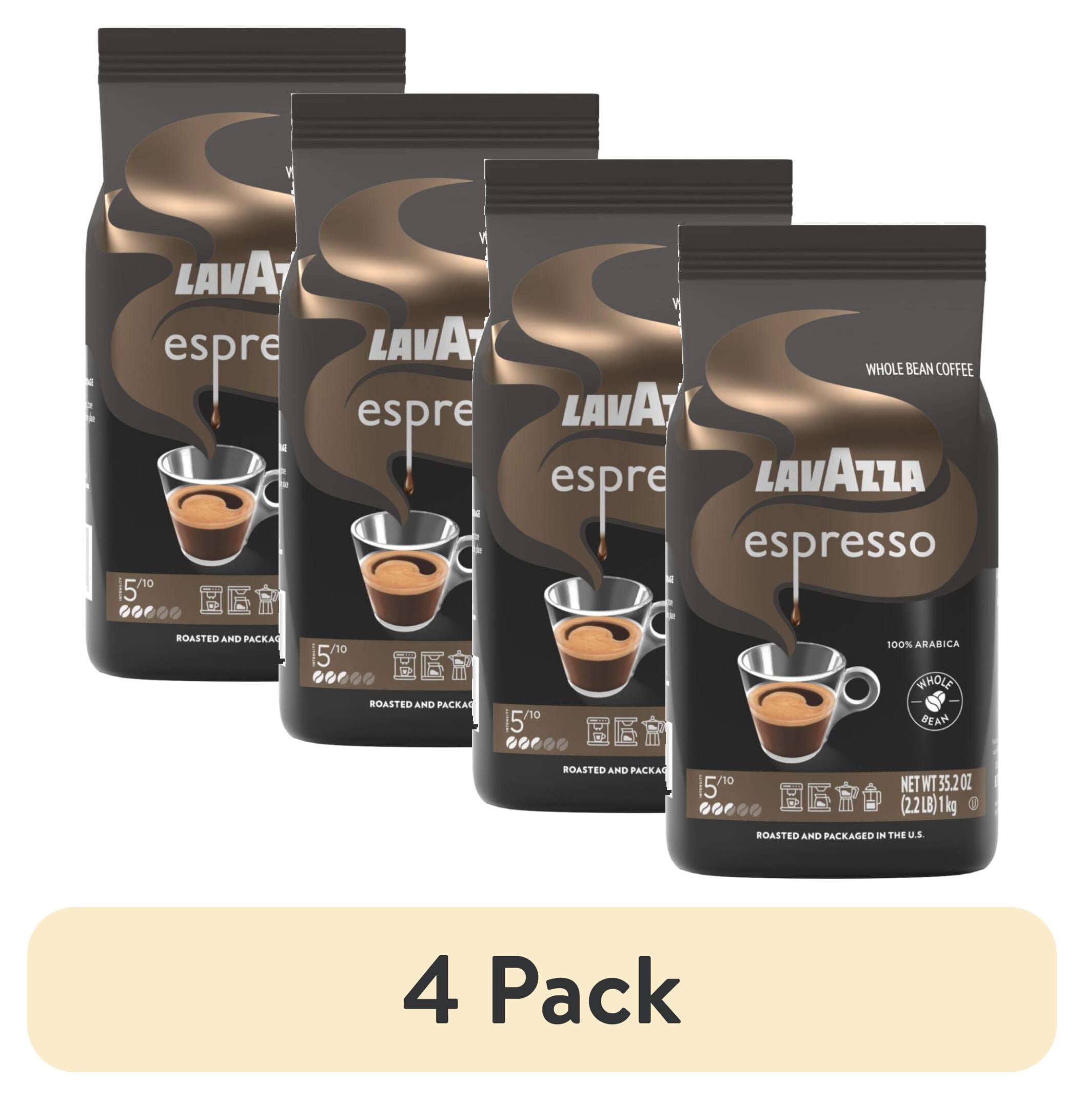 4 pack) Lavazza Espresso Whole Bean Coffee, Medium Roast, 100