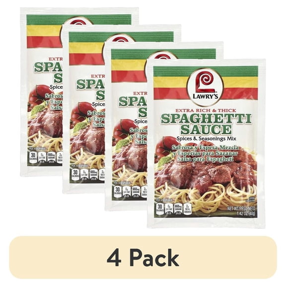 (4 pack) Lawry's, Extra Rich & Thick Spaghetti Sauce, Spices & Seasonings Mix, 1.42 oz (40 g) Pack of 2