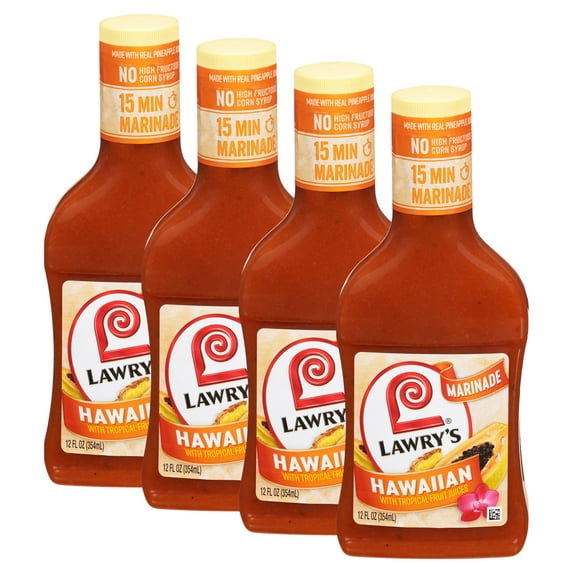 (4 pack) Lawry's Hawaiian With Tropical Fruit Juices Marinade, 12.0 fl oz Bottle