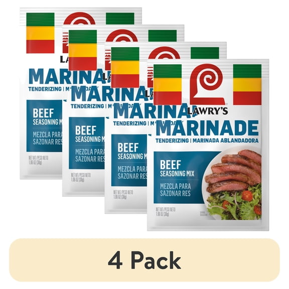 (4 pack) Lawry's Tenderizing Beef Marinade Spices & Seasonings Mix, 1.06 oz Packet