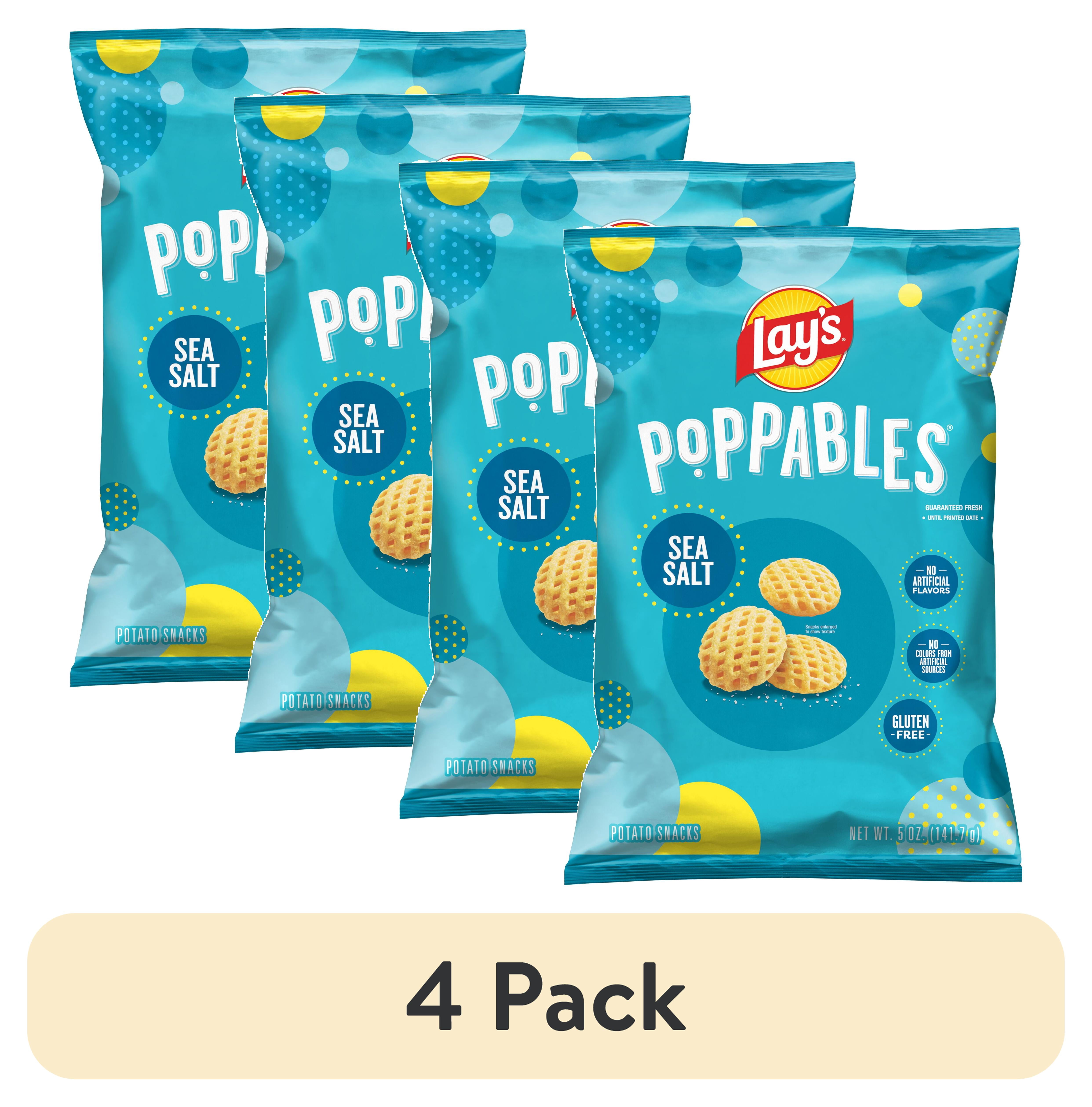 (4 pack) Lay's Poppables Sea Salt Potato Snacks, 5 oz Single Bag