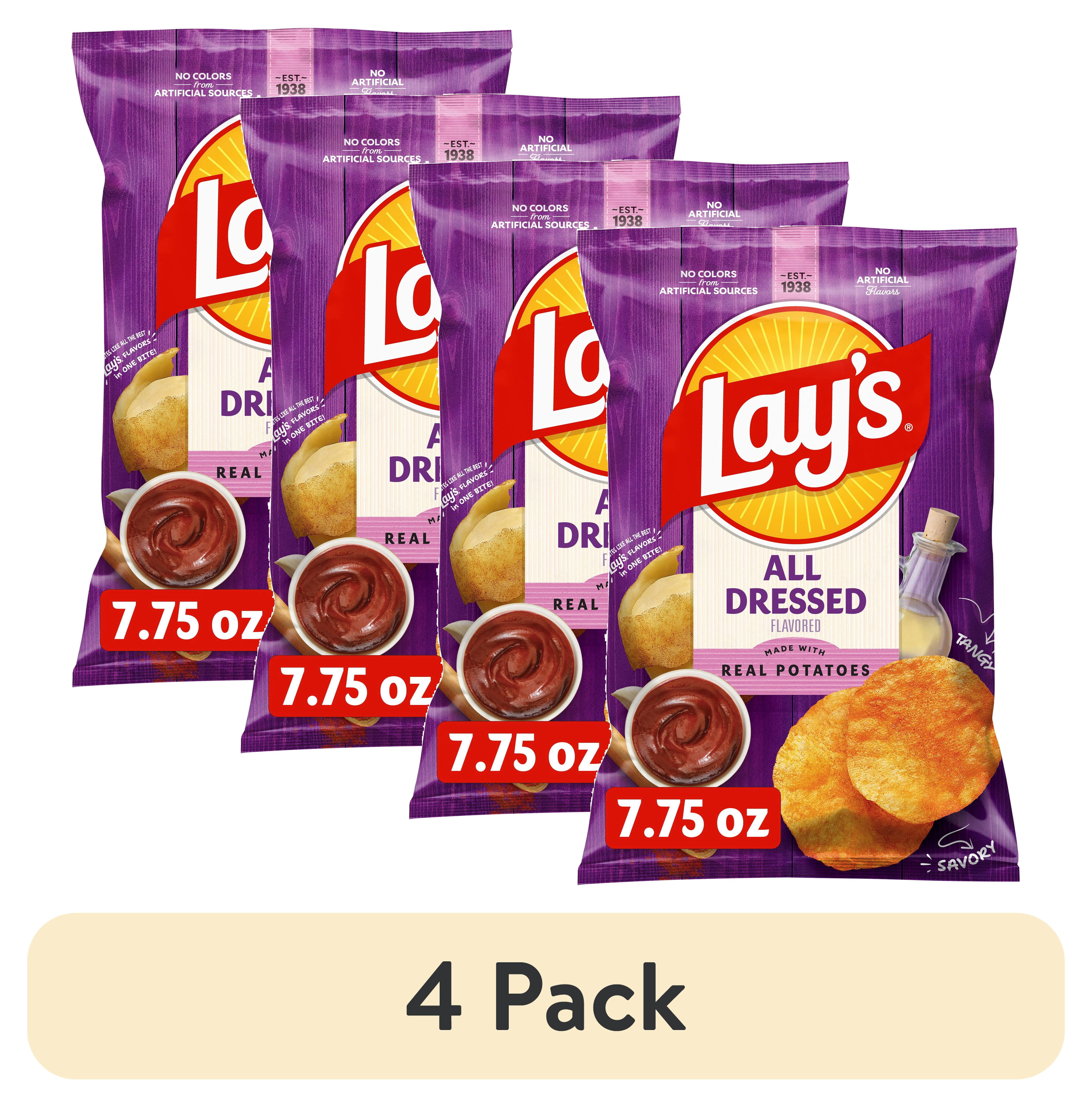 (4 pack) Lays All Dressed Potato Chips 7.75 oz Bag