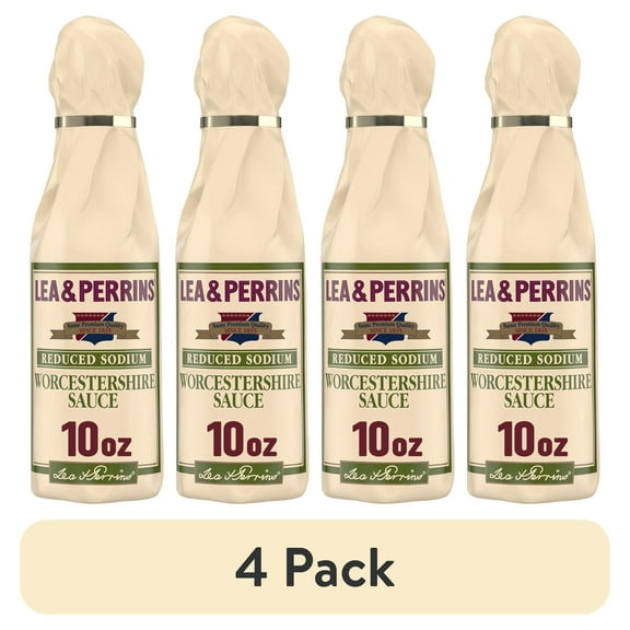 (4 pack) Lea & Perrins Reduced Sodium Worcestershire Sauce, 10 fl. oz. Bottle