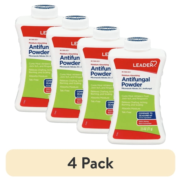 (4 pack) Leader Athlete's Foot Antifungal Powder, Moisture Absorbing, Talc-Free, Antifungal Powder for Skin Folds, 2.5 oz, Compare to Zeasorb, Pack of 1