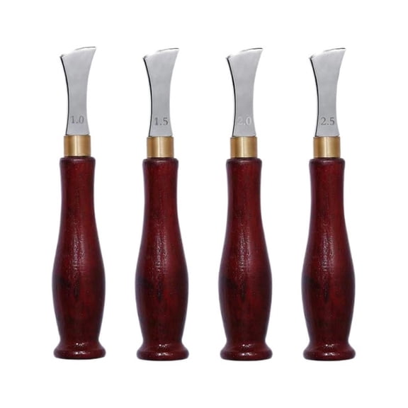 4 pack Leather Creaser Creasing Tool Leather Shallow Slot Line Trimmer Leather Crimping Craft Tools Stainless Steel Marking