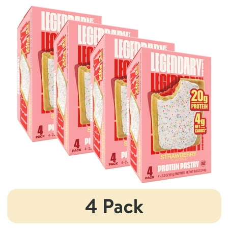 (4 pack) Legendary Foods Protein Pastry - Strawberry 4 Pack | Protein Snack | Keto Friendly | Gluten-Free