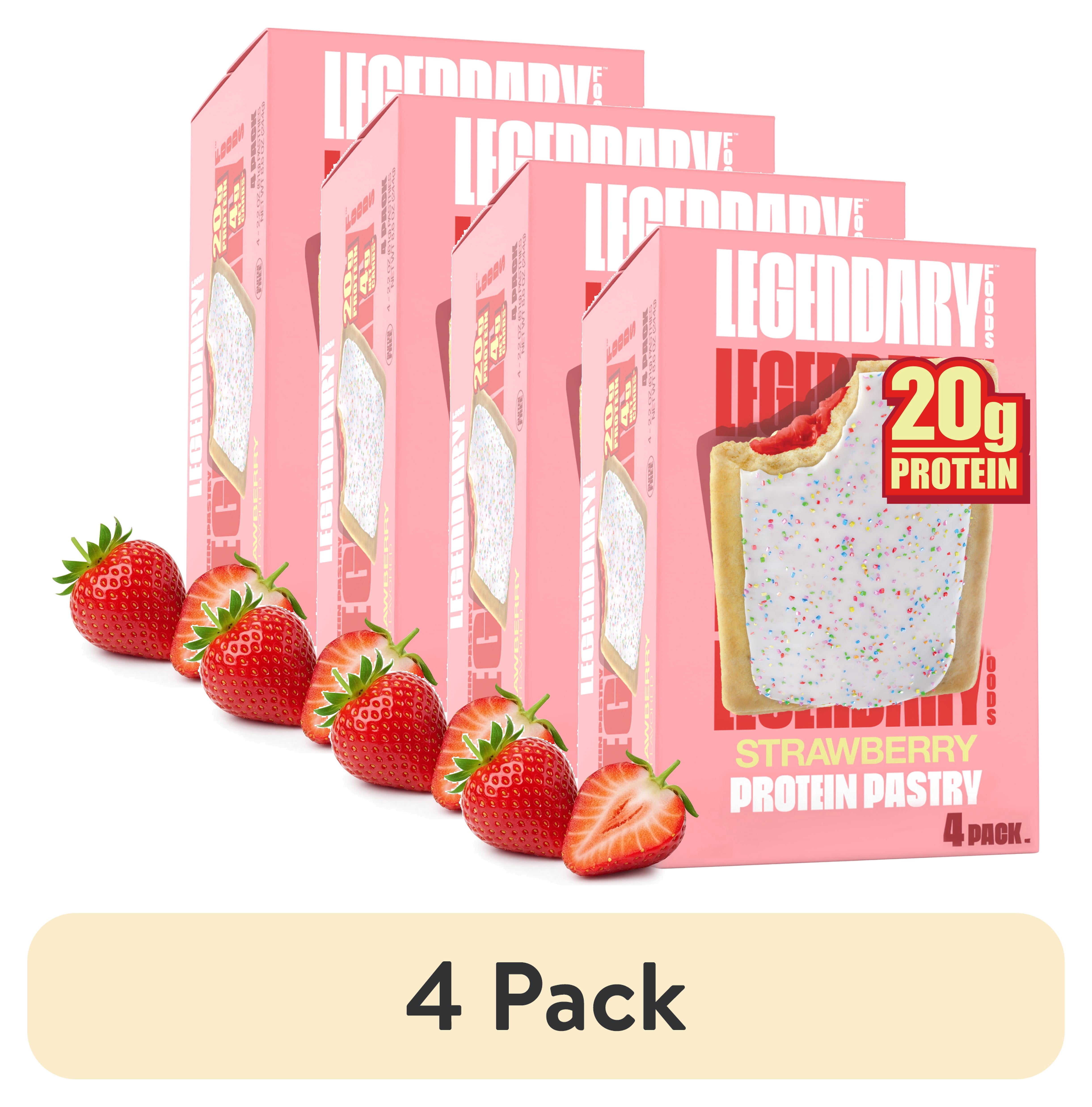 (4 pack) Legendary Foods Protein Pastry - Strawberry 4 Pack | Protein Snack | Keto Friendly | Gluten-Free