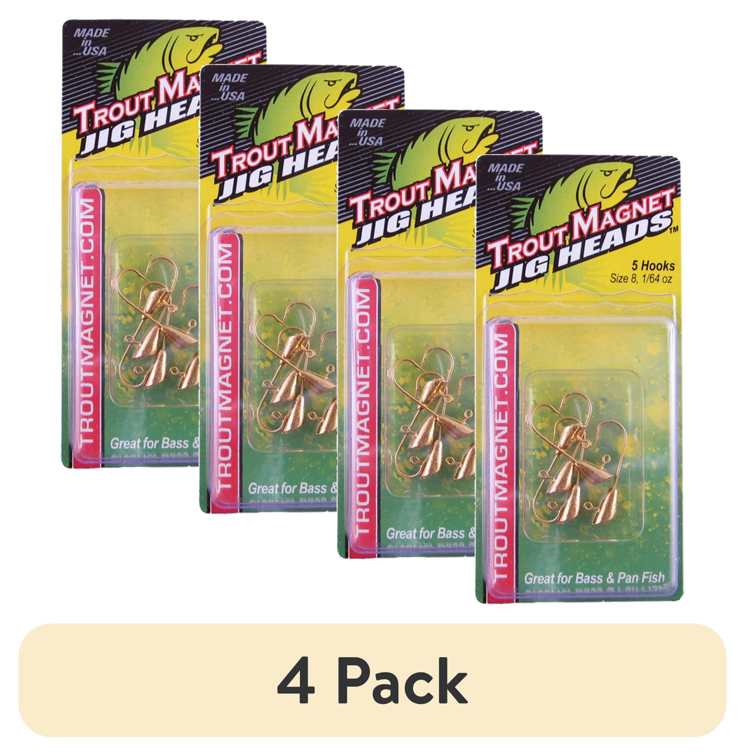 (4 pack) Leland Lures Trout Magnet Replacement Jig Heads 5 Piece Pack - Gold