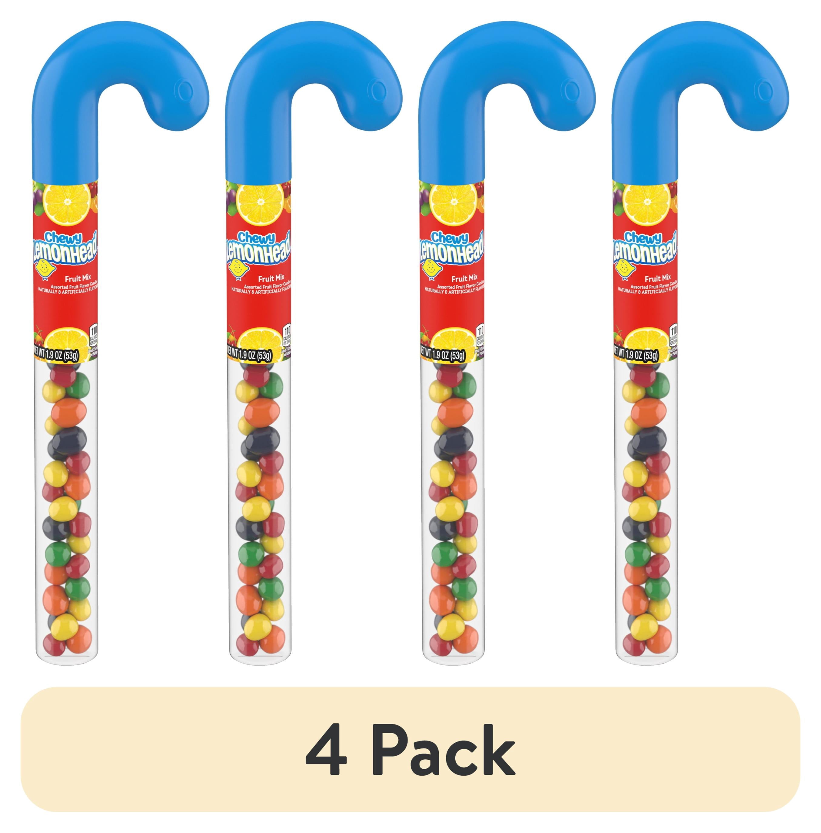 (4 pack) Lemonhead Chewy Fruit Mix Candy Cane Stocking Stuffer, 1.9 oz