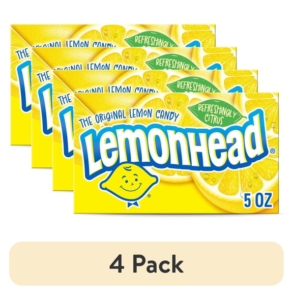 (4 pack) Lemonhead Hard Lemon Candy, Theater Box, 5 oz