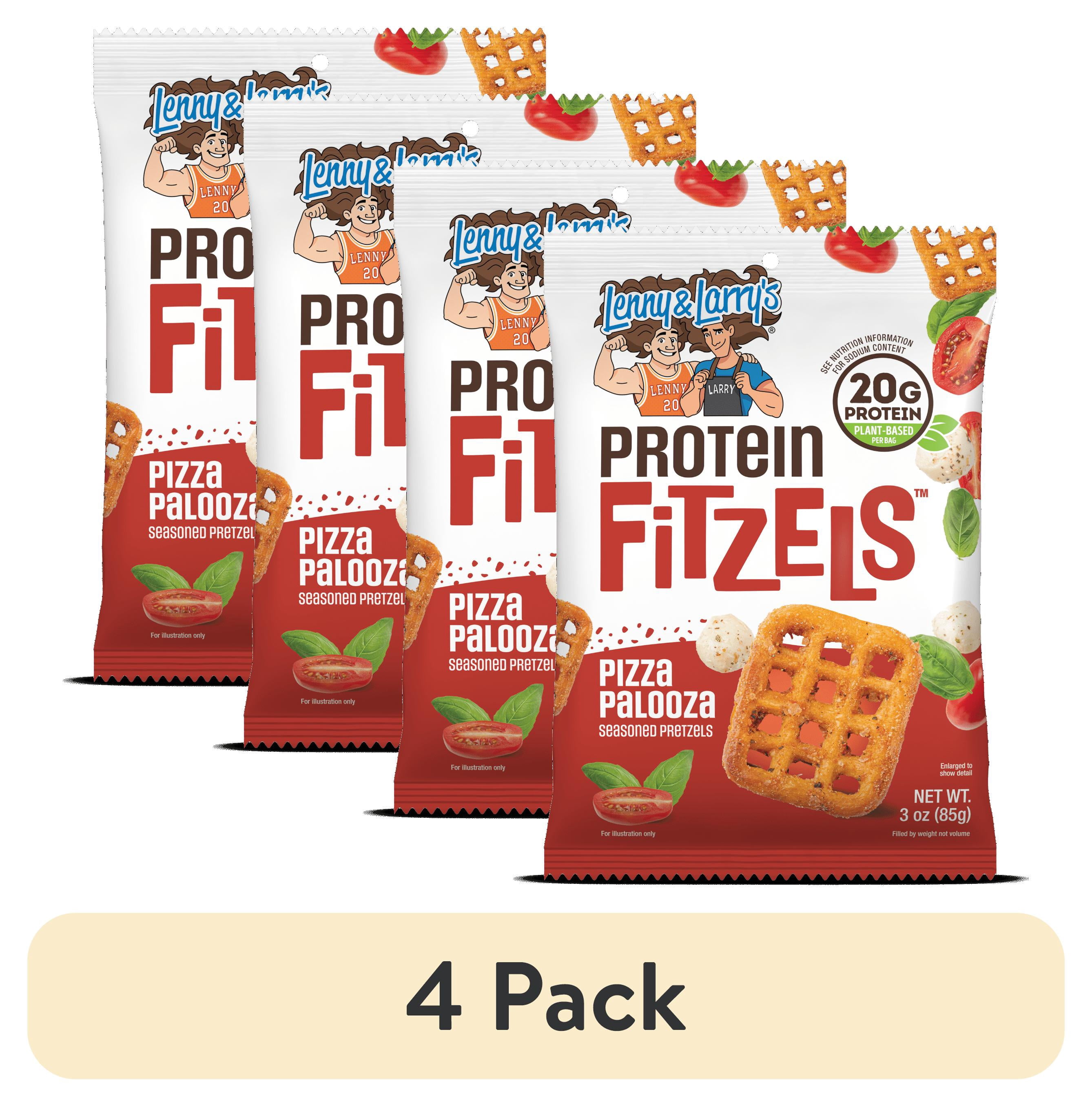 (4 pack) Lenny and Larry's Fitzels Protein Pretzels, Pizza Palooza, 20g Protein, 3oz