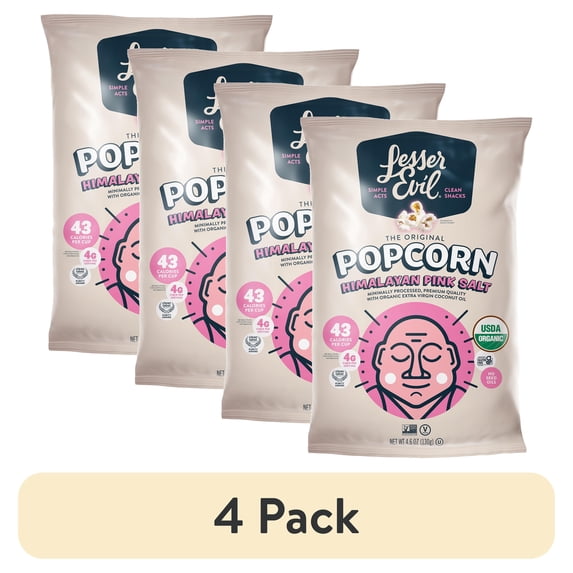 (4 pack) LesserEvil Himalayan Pink Organic Popcorn, 4.6 oz