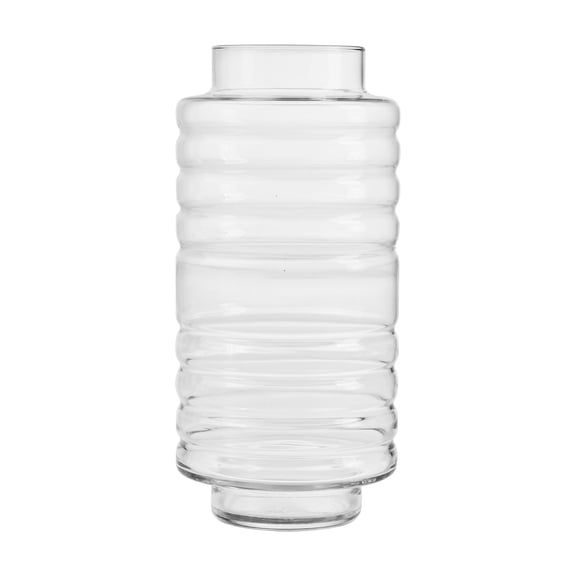 (4 pack) Libbey Clear Glass Grooved Cylinder Floral Vase, 10"