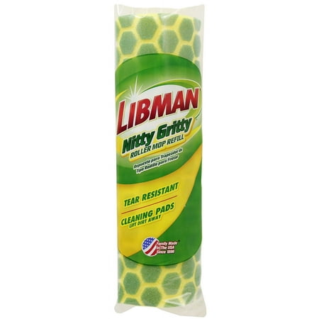 (4 pack) Libman Nitty Gritty Sponge Roller Mop Refill - Synthetic and Tear Resistant