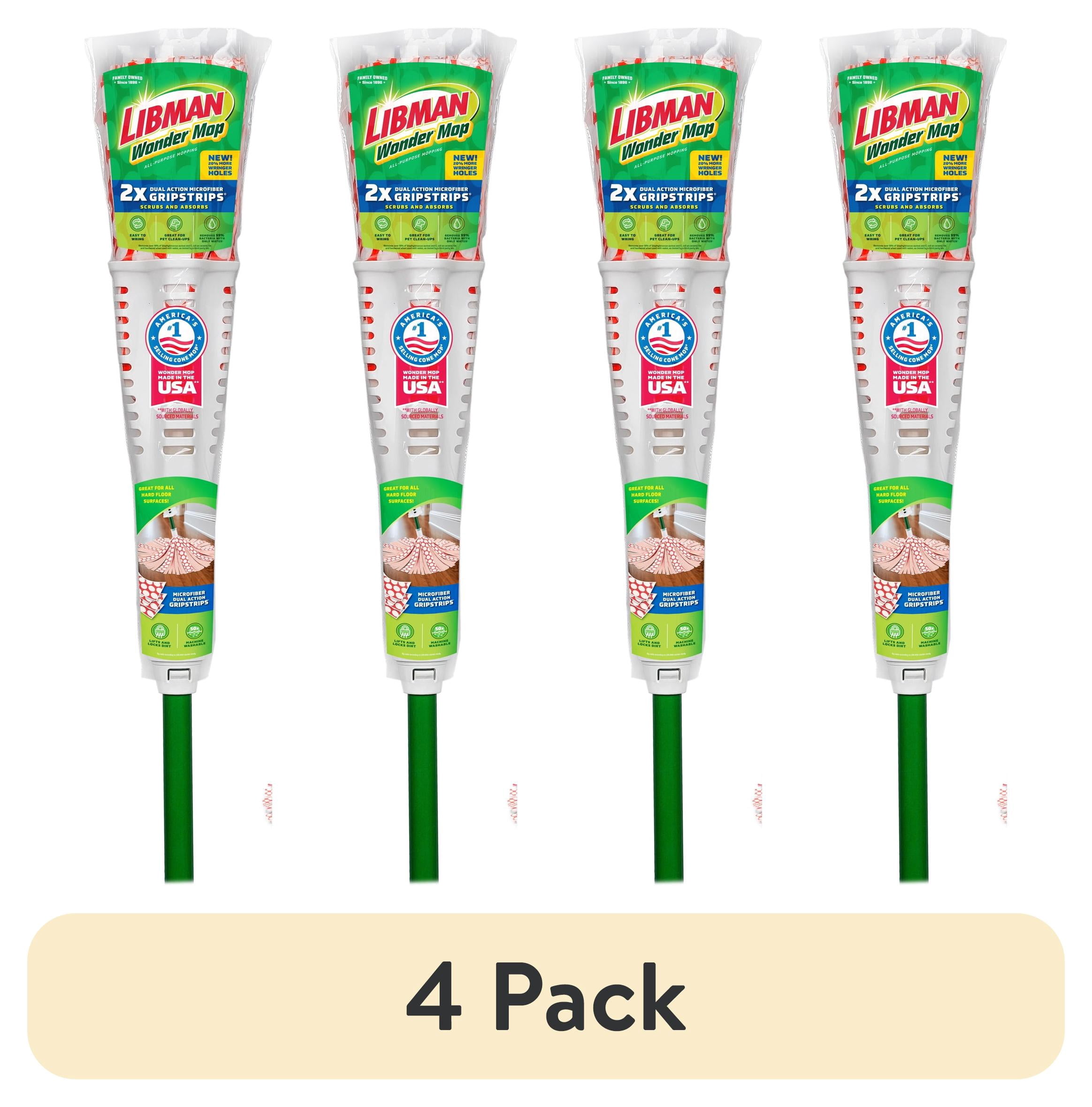 (4 pack) Libman Wonder Mop with Microfiber Fibers and Green Steel Handle