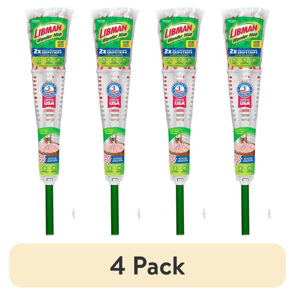 (4 pack) Libman Wonder Mop with Microfiber Fibers and Green Steel Handle