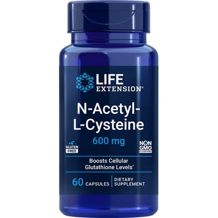 (4 pack) Life Extension NAC N-Acetyl-L-Cysteine, Immune Support, Respiratory Health, Liver Function, 600 mg, 60 Capsules