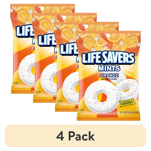 (4 pack) Life Savers Orange Breath Mints Hard Candy - 6.25 oz Bag