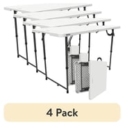 4 pack Lifetime 4 Foot Fold-in-Half Adjustable Height Table, Indoor/Outdoor Essential, White 80509