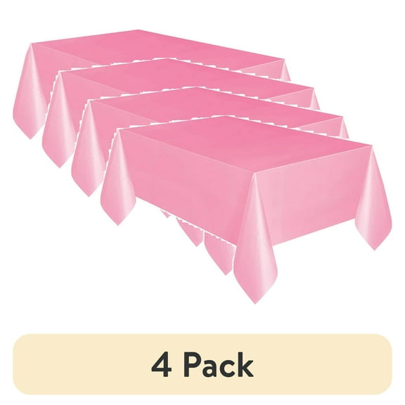 (4 pack) Rectangular 54" x 108" Light Pink Plastic Table Covers, 3 Count, by Way To Celebrate