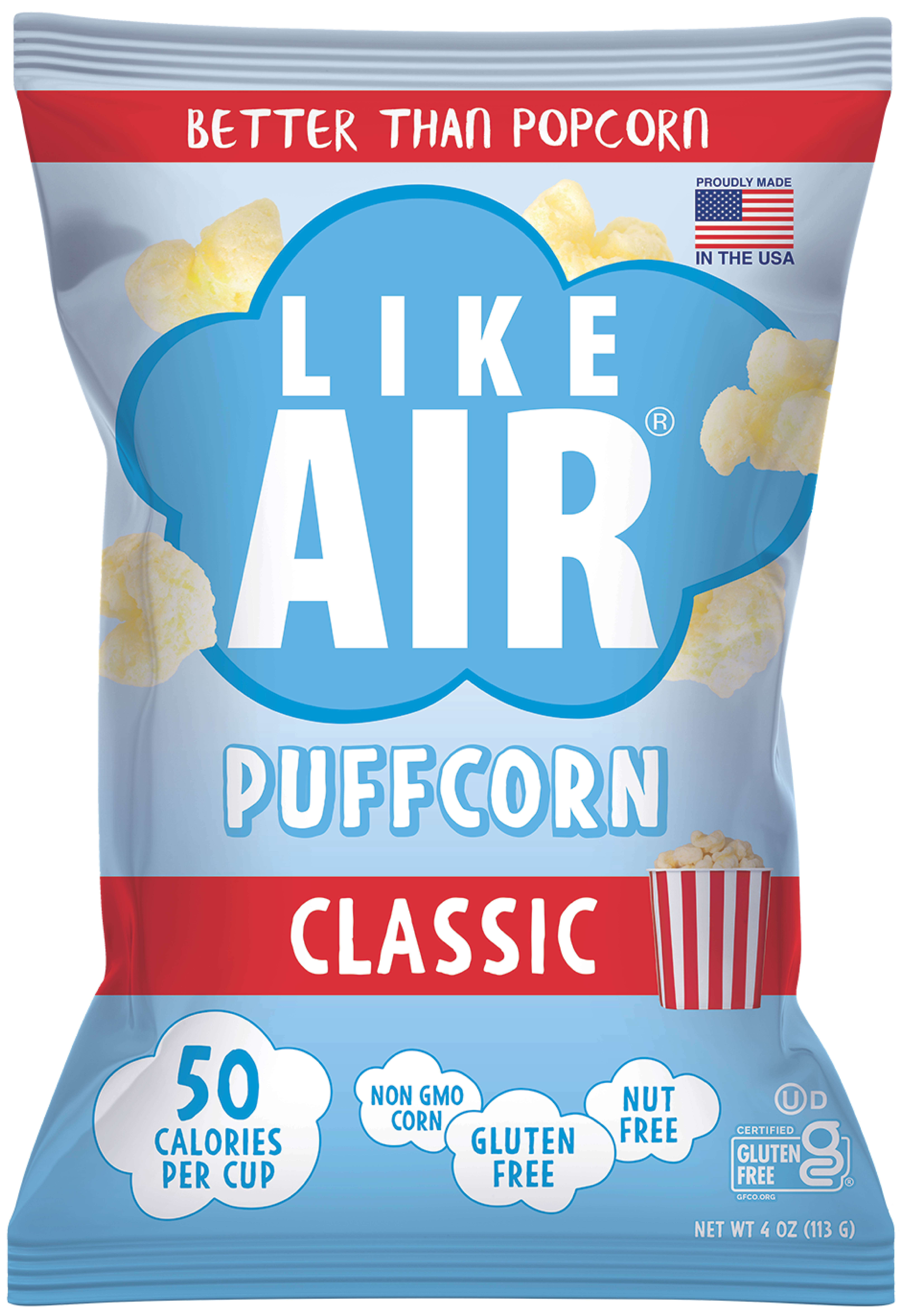 (4 pack) Like Air Puffcorn Classic Butter Flavor 4oz Bag