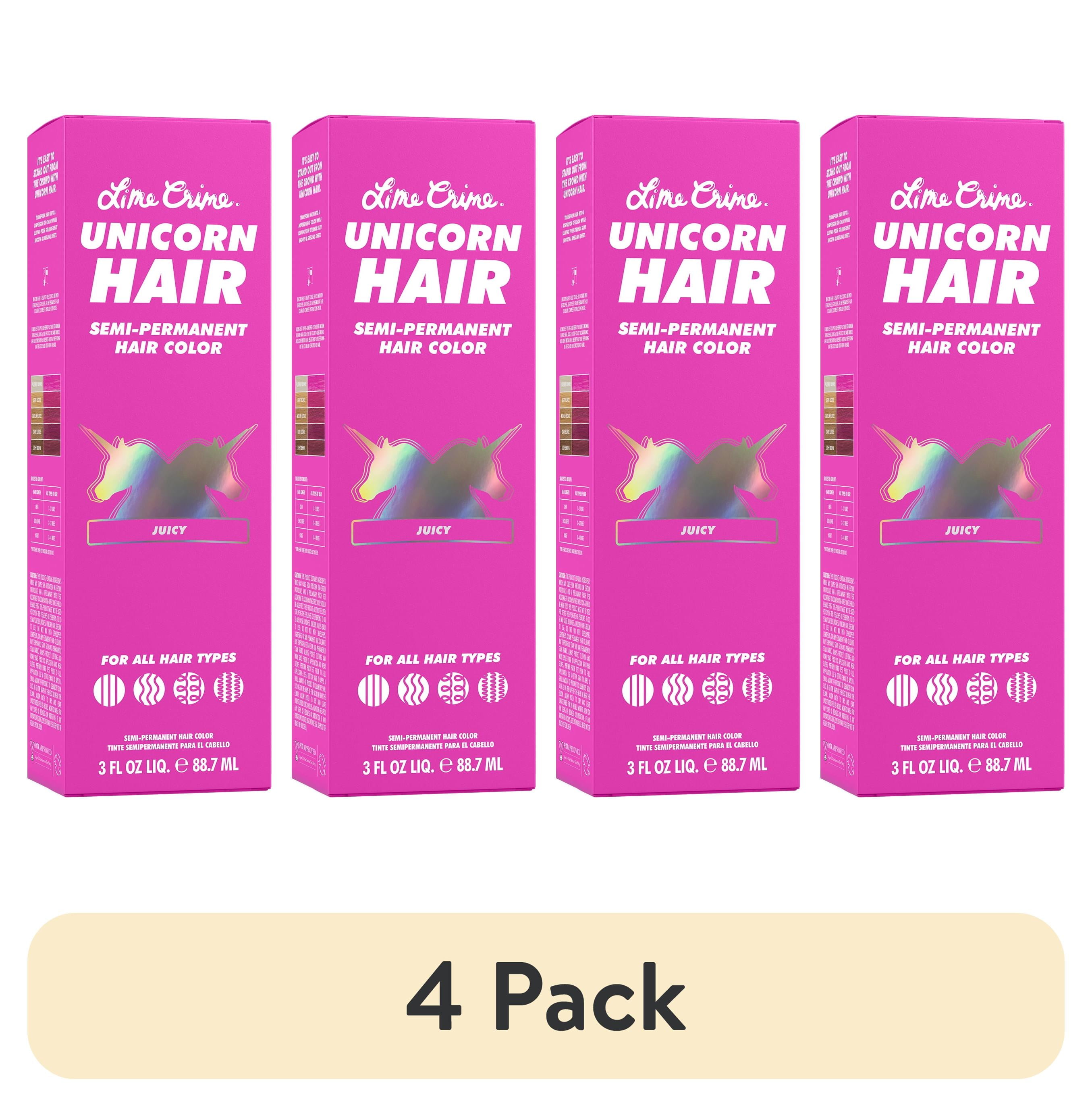 4 pack) Lime Crime Unicorn Hair, Semi-Permanent Hair Color, Vegan
