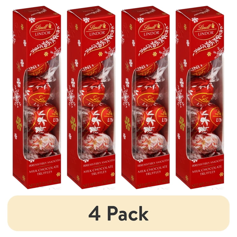 4 pack) Lindt LINDOR Milk Chocolate Christmas Candy Truffles Favor