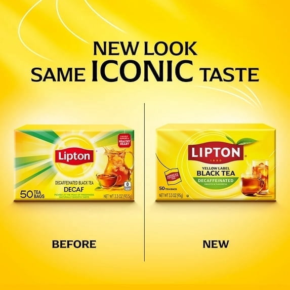 4 pack Lipton Black Tea Bags, Decaffeinated, 50 Count