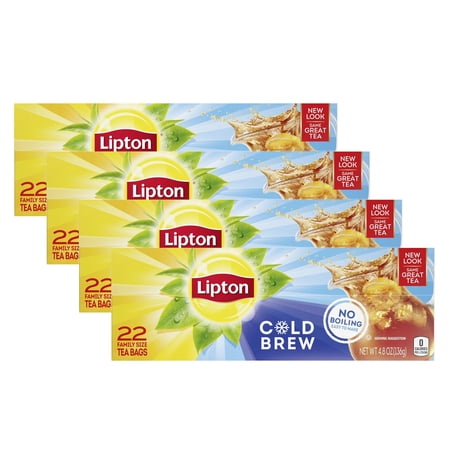 (4 pack) Lipton Iced Black Tea Family Size, Tea Bags, 22 Ct