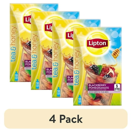 (4 pack) Lipton Iced Tea Packets Green Tea , Caffeinated, Tea Bags 10 Count