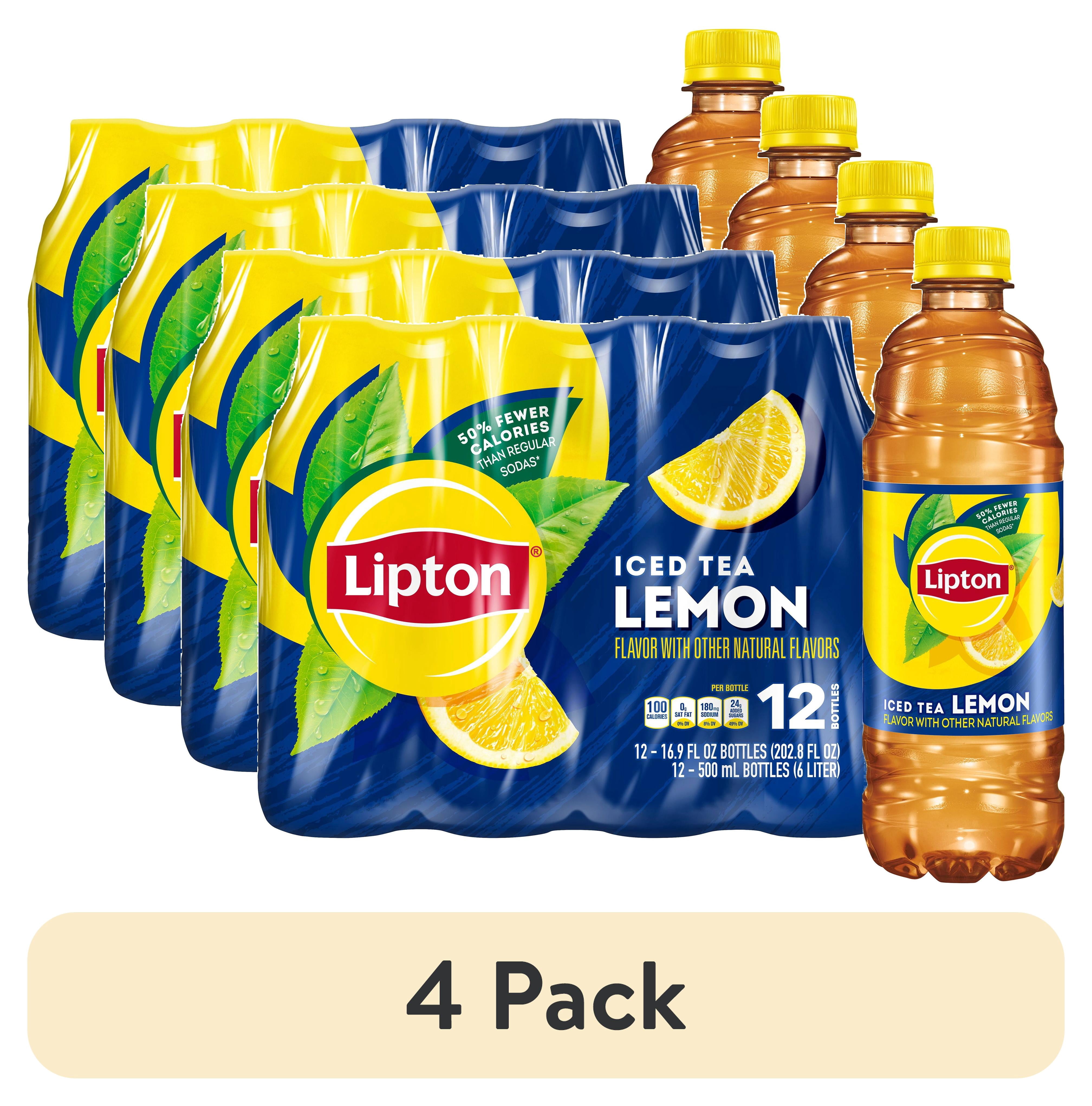 (4 pack) Lipton Lemon Iced Tea, 16.9 fl oz, 12 Pack Bottles