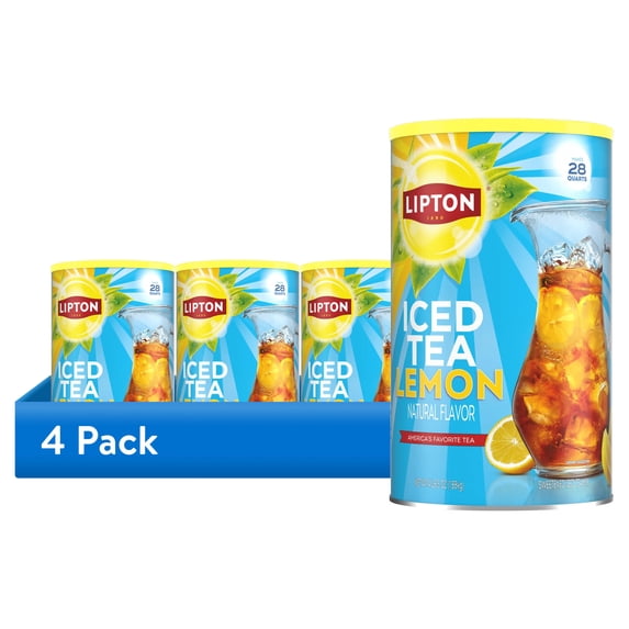 (4 pack) Lipton Lemon Iced Tea Mix, 28 Quarts