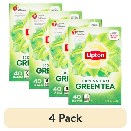 (4 pack) Lipton Tea Bags, Green Tea, 40 Green Tea Bags per Box (1 Pack)