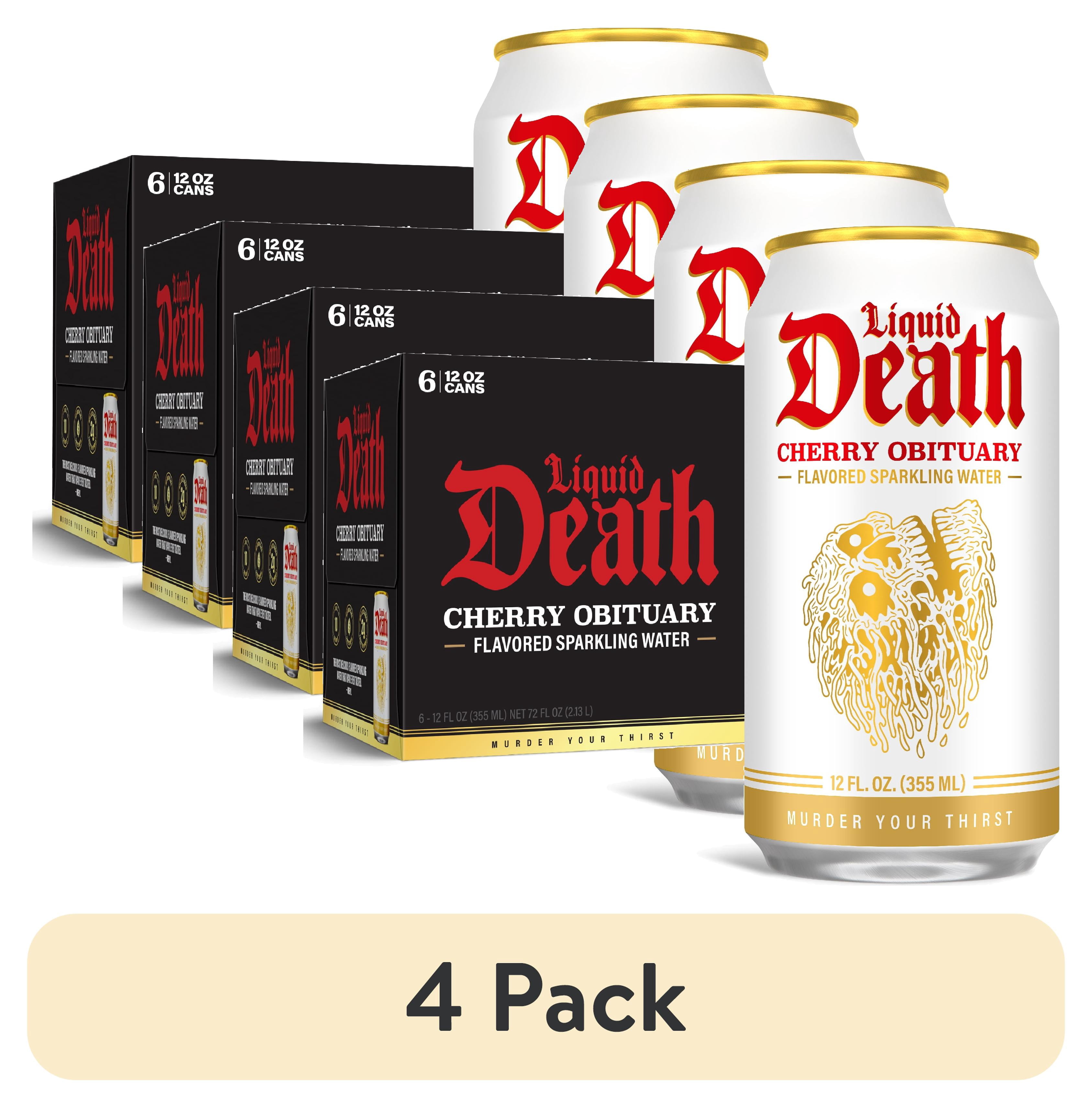 (4 pack) Liquid Death, Cherry Obituary, SodaFlavored Sparkling Water