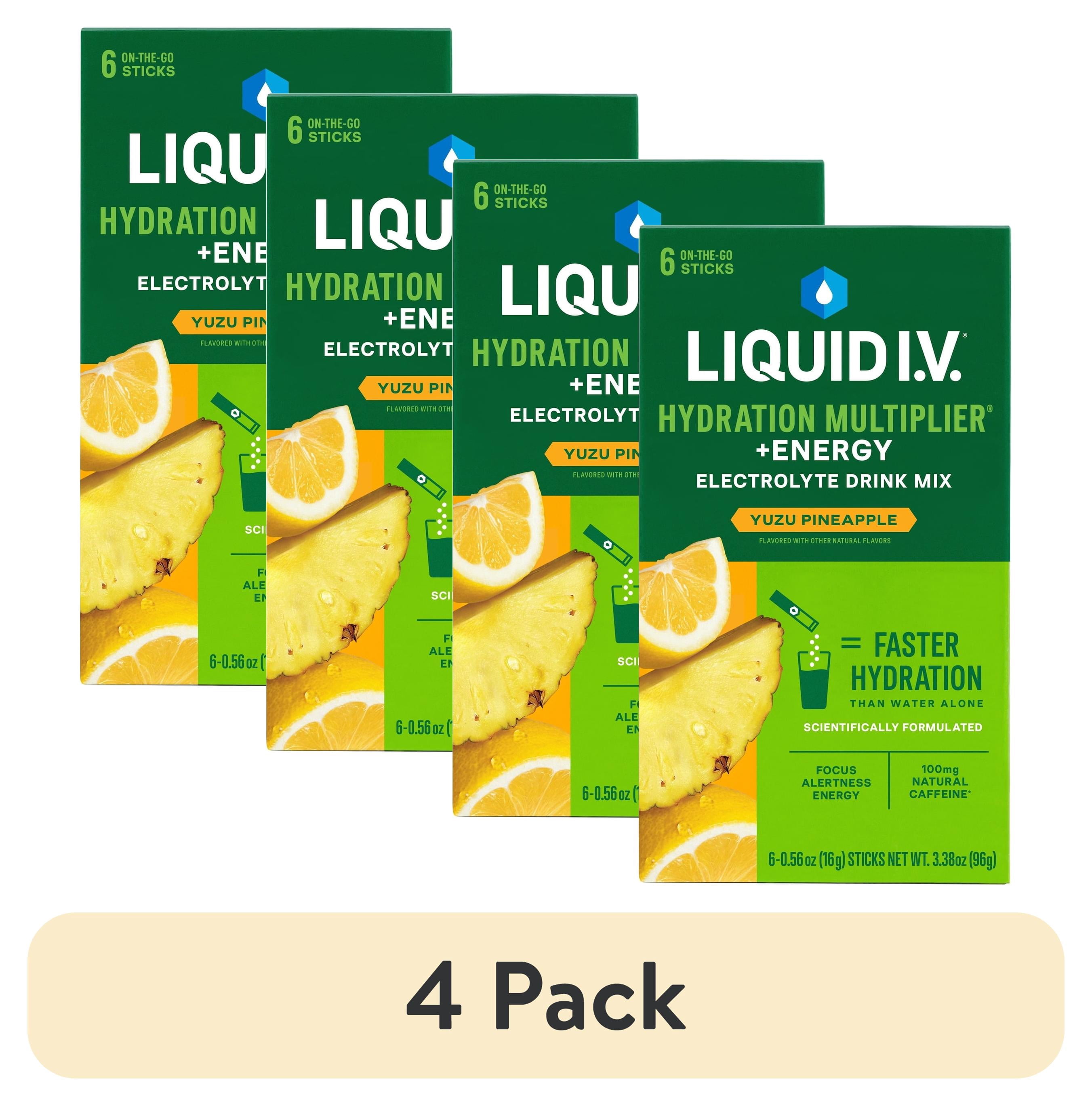 4 pack) Liquid I.V.® Yuzu Pineapple Hydration Multiplier® +Energy