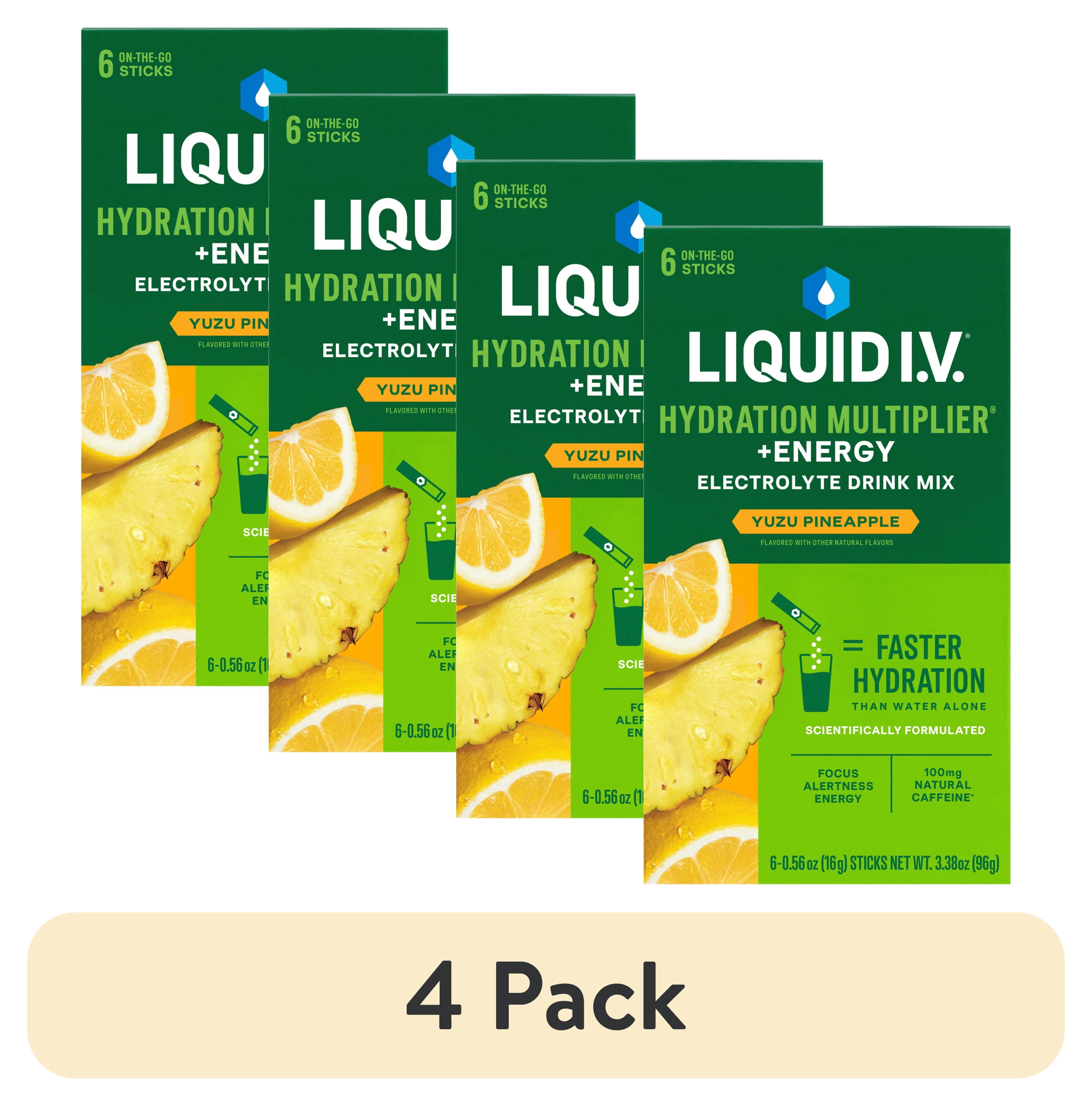 4 pack) Liquid I.V.® Yuzu Pineapple Hydration Multiplier® +Energy
