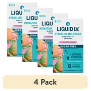 (4 pack) Liquid I.V.® Rainbow Sherbet Sugar-Free Hydration Multiplier® Powdered Electrolyte Drink Mix, 6 Ct Packets