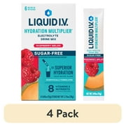 (4 pack) Liquid I.V.® Raspberry Melon Sugar-Free Hydration Multiplier® Powdered Electrolyte Drink Mix, 6 Count Packets
