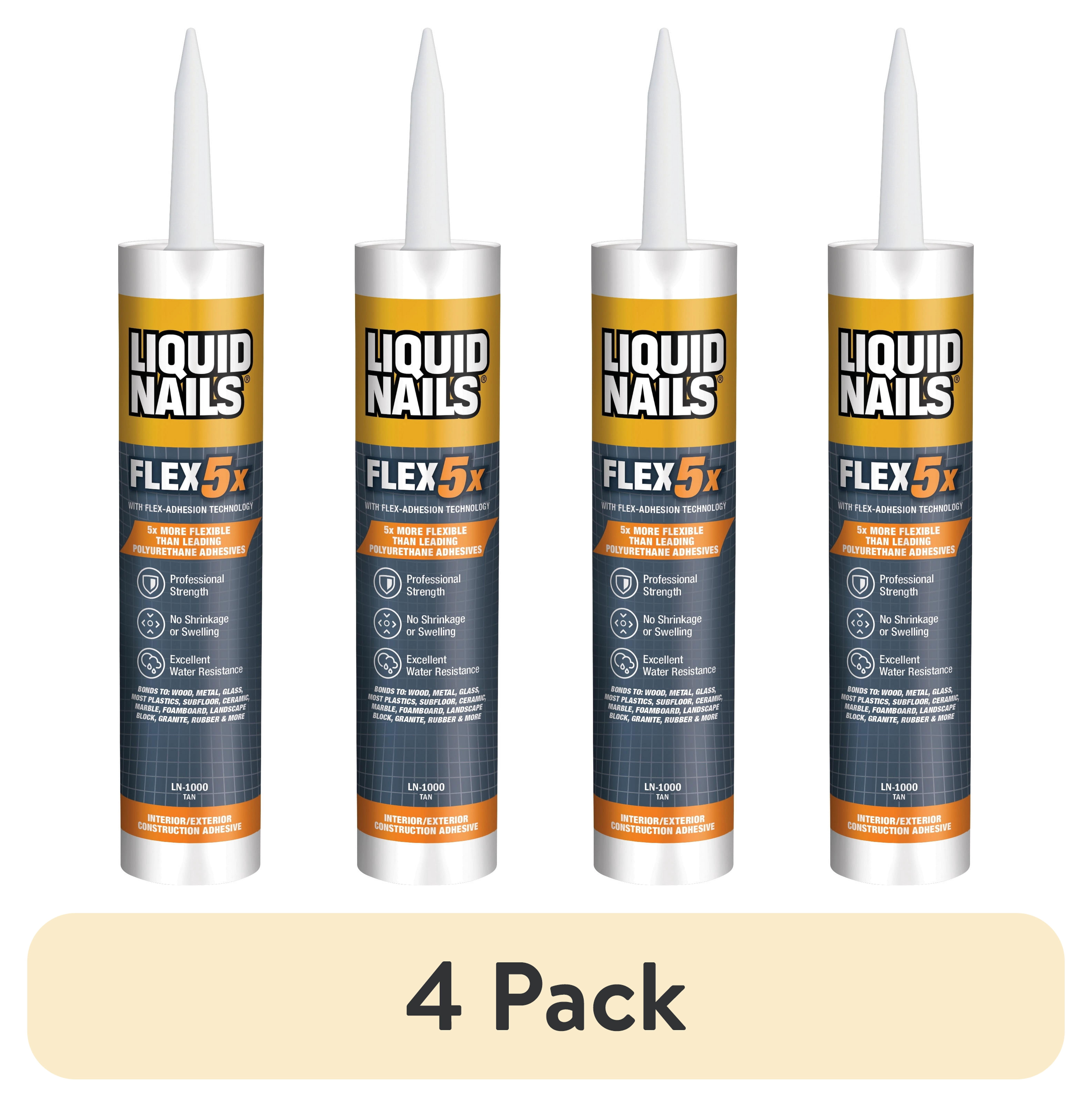 (4 pack) Liquid Nails Flex 5x 10 oz Interior & Exterior Construction Adhesive