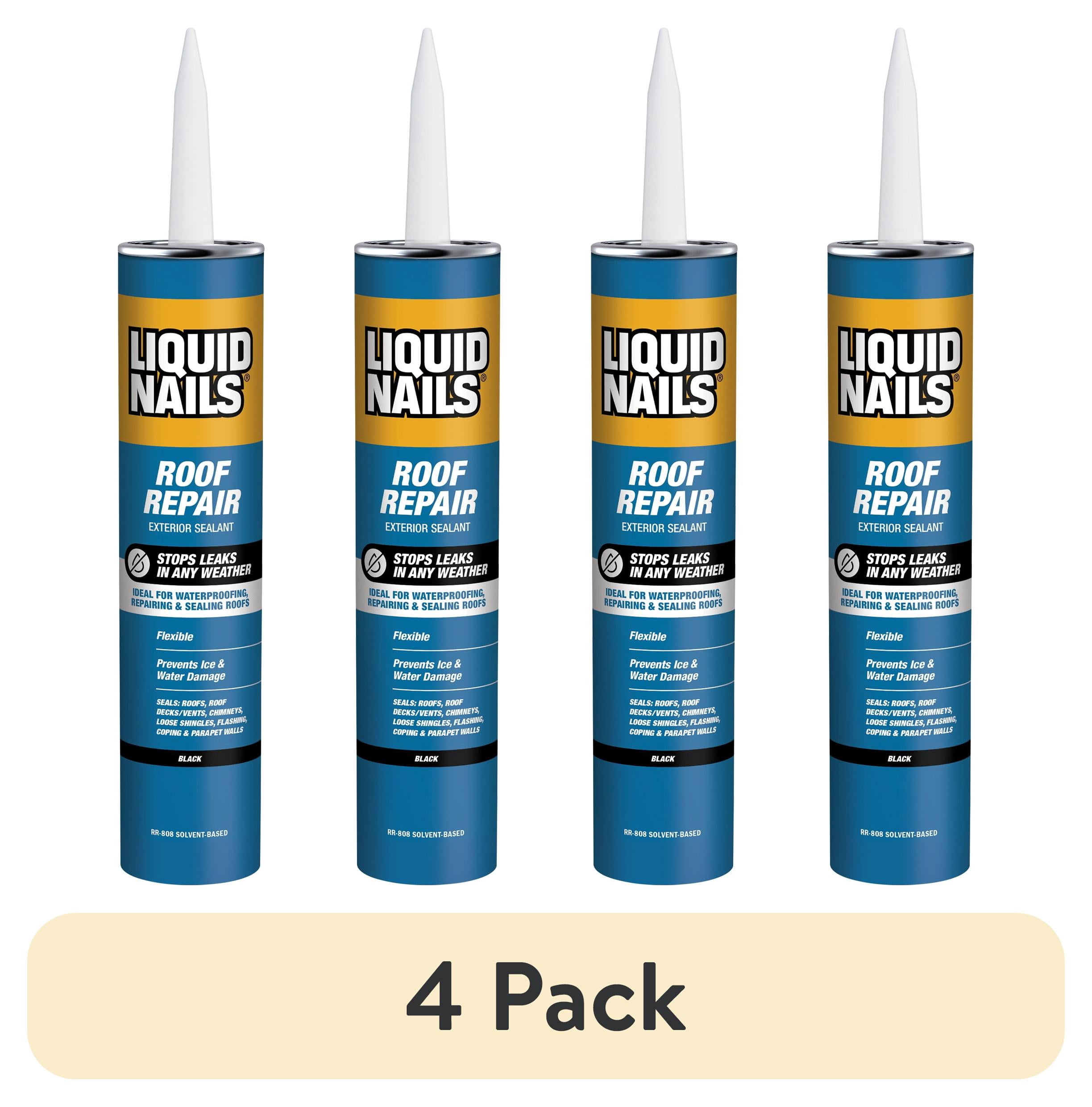 (4 pack) Liquid Nails Roof Repair 10.3 oz Black Exterior Waterproofing Roof Adhesive