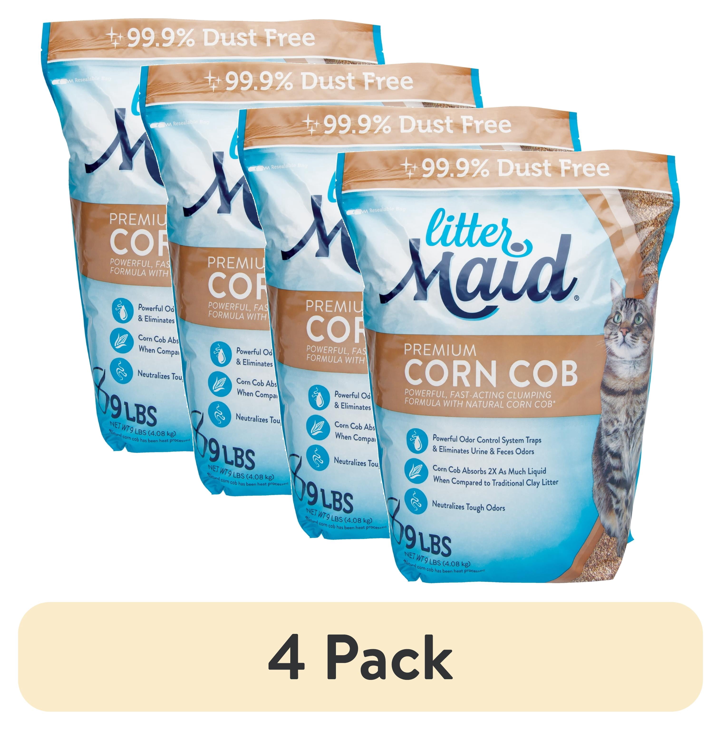 (4 pack) LitterMaid Premium Corn Cob Litter Clumping Formula, Dust Free, 9 lb.