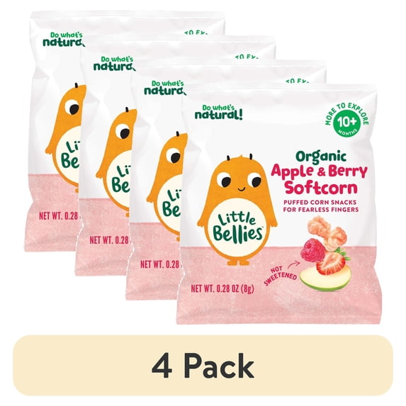 Little Bellies (4 pack) Little Bellies Baby Bellies Organic Apple & Berry Softcorn Snack, 0.28 oz Bag — product image